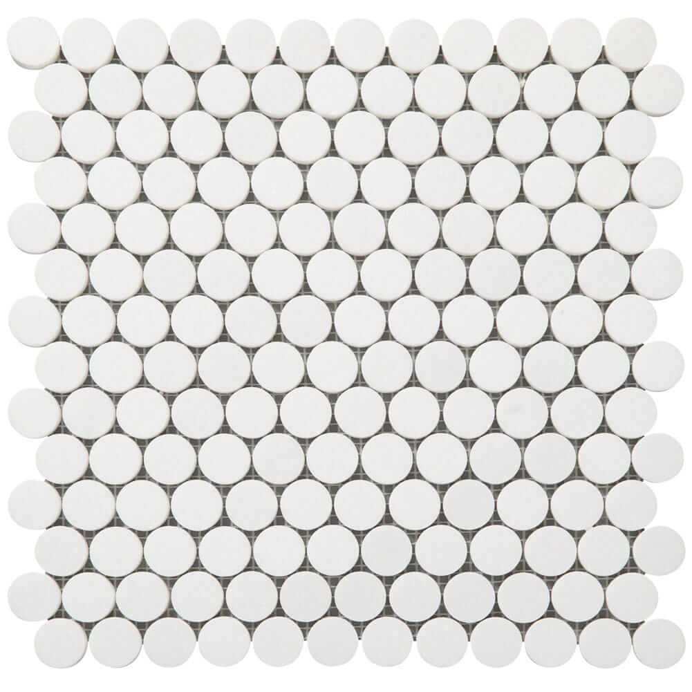Thassos White Marble Penny Round Mosaic Tile 1 Inch Polished (5-Pack)